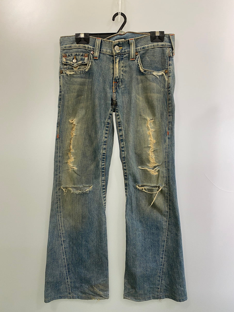 【現状渡し品】【メンズ】 TRUE RELIGION トゥルーレリジョン JOEY 04803 ジョーイ フレアデニムパンツ ボトムス ジーンズ 153-251106-kk-80-min サイズ：32 カラー：ライトインディゴ 万代Net店