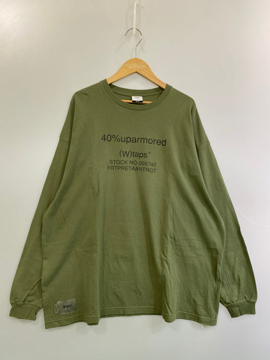 【中古品】【メンズ】 WTAPS ダブルタップス 22SS×40PCT UPARMORED L S TEE 009740 グラフィックプリント クルーネック 長袖Tシャツ カットソー メンズ トップス 142-250926-em-06-min サイズ：04 カラー：オリーブグリーン 万代Net店