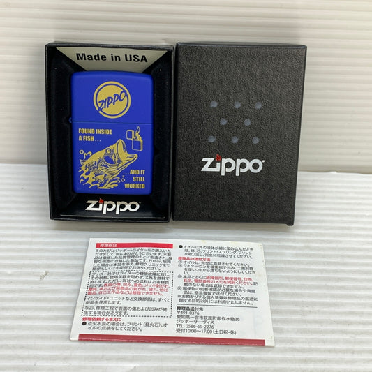 【中古美品】【メンズ/レディース】 ZIPPO ジッポ ZIPPO ジッポ FISH BELLY 1960 フィッシュベリー 1960 USA製 オイルライター アクセサリー 喫煙具 2015年製造 インサイドユニット2015年製 206-250914-kk-12-min カラー：ブルー 万代Net店