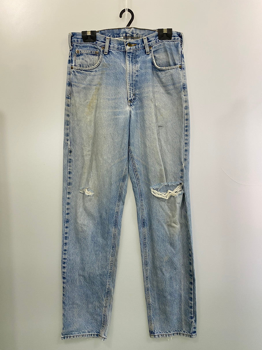【現状渡し品】【メンズ】 Carhartt カーハート RELAXED-FIT TAPERED-LEG DENIM PANTS B17 DST リラックス デニム テーパード レッグ パンツ ジーンズ メンズ ボトムス 157-251029-em-44-min サイズ：34×36 カラー：インディゴブルー 万代Net店