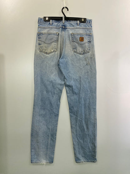 【現状渡し品】【メンズ】 Carhartt カーハート RELAXED-FIT TAPERED-LEG DENIM PANTS B17 DST リラックス デニム テーパード レッグ パンツ ジーンズ メンズ ボトムス 157-251029-em-44-min サイズ：34×36 カラー：インディゴブルー 万代Net店