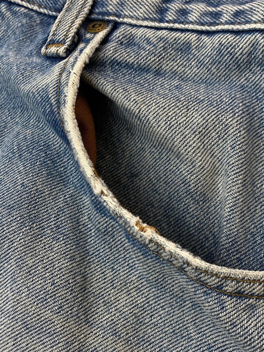 【現状渡し品】【メンズ】 Carhartt カーハート RELAXED-FIT TAPERED-LEG DENIM PANTS B17 DST リラックス デニム テーパード レッグ パンツ ジーンズ メンズ ボトムス 157-251029-em-44-min サイズ：34×36 カラー：インディゴブルー 万代Net店