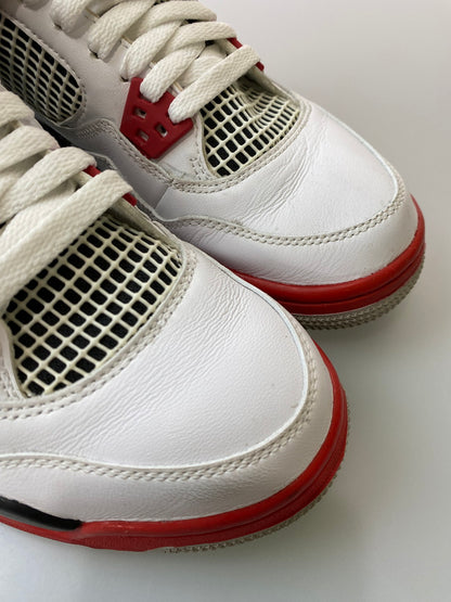 【中古品】【レディース】 NIKE ナイキ AIR JORDAN 4 RETRO (GS) 408452-160 エア ジョーダン 4 レトロ スニーカー 靴 166-250918-yn-08-min サイズ：24.5cm US6.5Y カラー：WHITE/FIRE RED-BLACK-TECH GREY 万代Net店