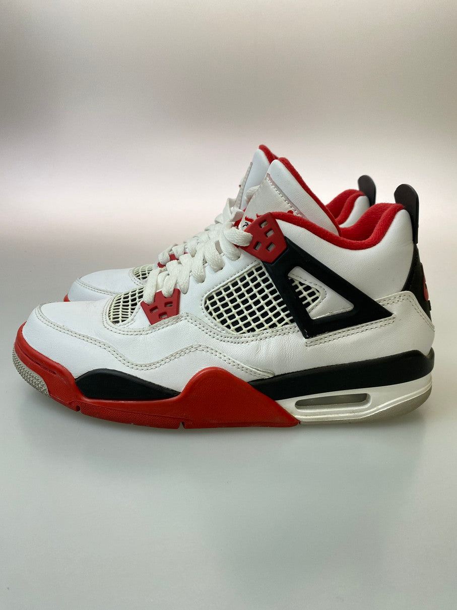 【中古品】【レディース】 NIKE ナイキ AIR JORDAN 4 RETRO (GS) 408452-160 エア ジョーダン 4 レトロ スニーカー 靴 166-250918-yn-08-min サイズ：24.5cm US6.5Y カラー：WHITE/FIRE RED-BLACK-TECH GREY 万代Net店