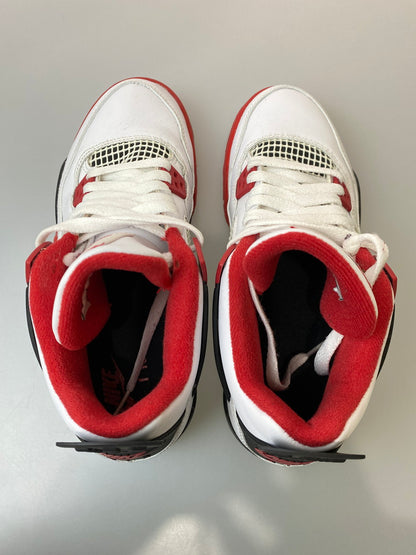 【中古品】【レディース】 NIKE ナイキ AIR JORDAN 4 RETRO (GS) 408452-160 エア ジョーダン 4 レトロ スニーカー 靴 166-250918-yn-08-min サイズ：24.5cm US6.5Y カラー：WHITE/FIRE RED-BLACK-TECH GREY 万代Net店
