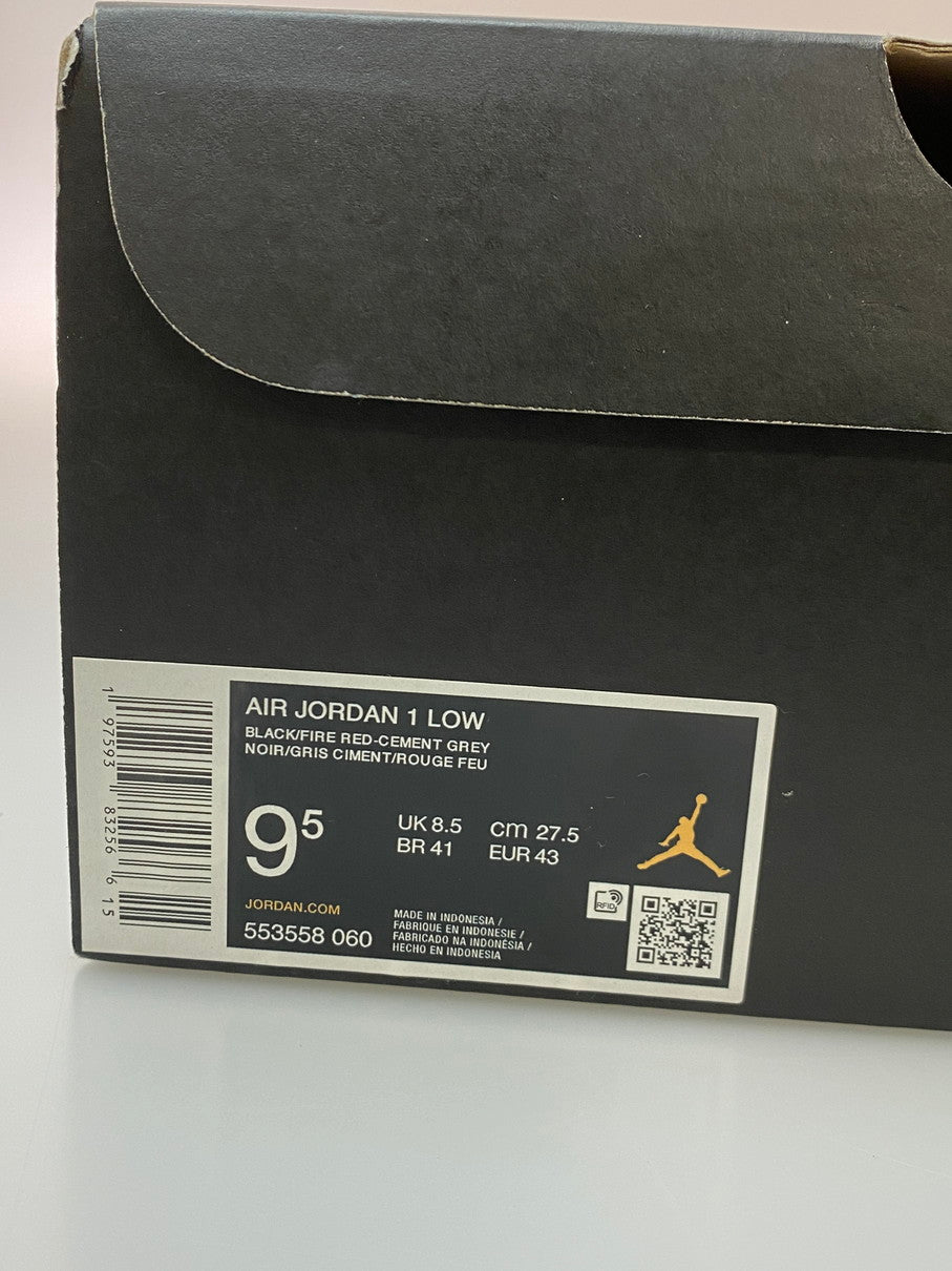 【中古品】【メンズ】 NIKE ナイキ AIR JORDAN 1 LOW 553558-060 エア ジョーダン 1 ロー スニーカー 靴 160-250918-yn-05-min サイズ：27.5cm US9.5 カラー：BLACK/FIRE RED-CEMENT GREY 万代Net店