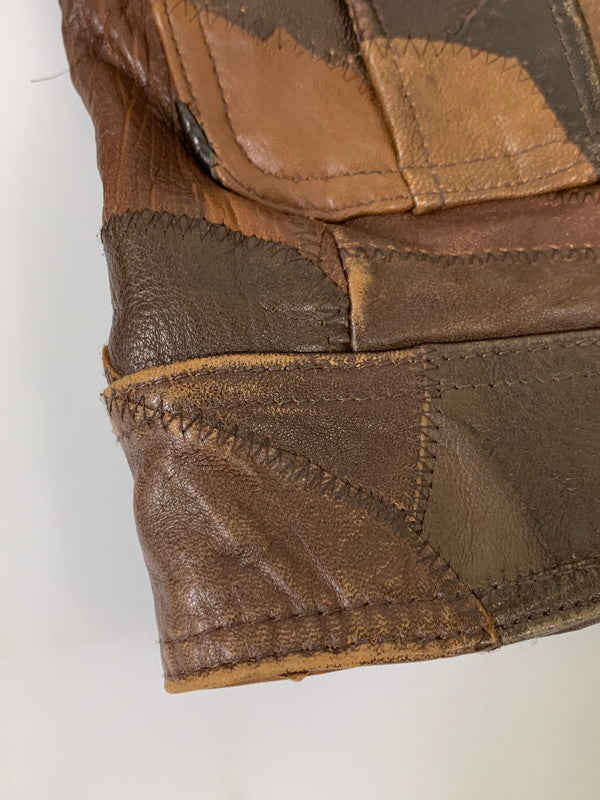 【中古品】【レディース】 HYSTERIC GLAMOUR ヒステリックグラマー LEATHER PATCHWORK JACKET LEATHERパッチワーク ジャケット メンズ アウター 羊革 ムートン 170-250926-em-27-min サイズ：FREE カラー：ブラウン 万代Net店