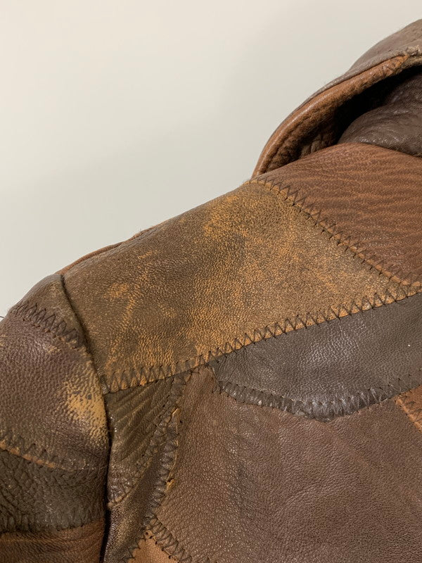 【中古品】【レディース】 HYSTERIC GLAMOUR ヒステリックグラマー LEATHER PATCHWORK JACKET LEATHERパッチワーク ジャケット メンズ アウター 羊革 ムートン 170-250926-em-27-min サイズ：FREE カラー：ブラウン 万代Net店