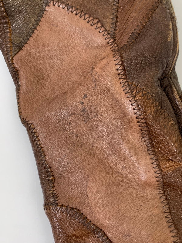 【中古品】【レディース】 HYSTERIC GLAMOUR ヒステリックグラマー LEATHER PATCHWORK JACKET LEATHERパッチワーク ジャケット メンズ アウター 羊革 ムートン 170-250926-em-27-min サイズ：FREE カラー：ブラウン 万代Net店