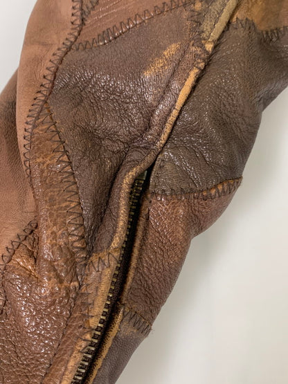 【中古品】【レディース】 HYSTERIC GLAMOUR ヒステリックグラマー LEATHER PATCHWORK JACKET LEATHERパッチワーク ジャケット メンズ アウター 羊革 ムートン 170-250926-em-27-min サイズ：FREE カラー：ブラウン 万代Net店