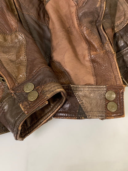 【中古品】【レディース】 HYSTERIC GLAMOUR ヒステリックグラマー LEATHER PATCHWORK JACKET LEATHERパッチワーク ジャケット メンズ アウター 羊革 ムートン 170-250926-em-27-min サイズ：FREE カラー：ブラウン 万代Net店