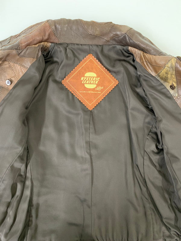 【中古品】【レディース】 HYSTERIC GLAMOUR ヒステリックグラマー LEATHER PATCHWORK JACKET LEATHERパッチワーク ジャケット メンズ アウター 羊革 ムートン 170-250926-em-27-min サイズ：FREE カラー：ブラウン 万代Net店