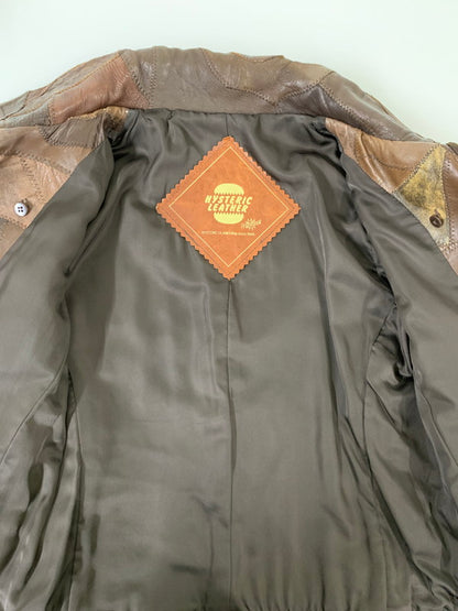 【中古品】【レディース】 HYSTERIC GLAMOUR ヒステリックグラマー LEATHER PATCHWORK JACKET LEATHERパッチワーク ジャケット メンズ アウター 羊革 ムートン 170-250926-em-27-min サイズ：FREE カラー：ブラウン 万代Net店