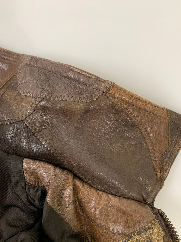 【中古品】【レディース】 HYSTERIC GLAMOUR ヒステリックグラマー LEATHER PATCHWORK JACKET LEATHERパッチワーク ジャケット メンズ アウター 羊革 ムートン 170-250926-em-27-min サイズ：FREE カラー：ブラウン 万代Net店