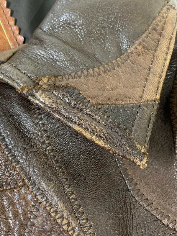 【中古品】【レディース】 HYSTERIC GLAMOUR ヒステリックグラマー LEATHER PATCHWORK JACKET LEATHERパッチワーク ジャケット メンズ アウター 羊革 ムートン 170-250926-em-27-min サイズ：FREE カラー：ブラウン 万代Net店