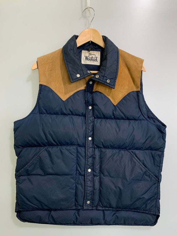 【中古品】【メンズ】 WOOLRICH ウールリッチ 70S 白タグ SUEDE DOWN VEST スエード ダウンベスト 144-250920-ks-13-min カラー：ネイビー 万代Net店