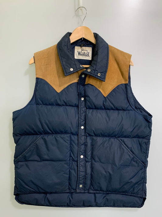 【中古品】【メンズ】 WOOLRICH ウールリッチ 70S 白タグ SUEDE DOWN VEST スエード ダウンベスト 144-250920-ks-13-min カラー：ネイビー 万代Net店