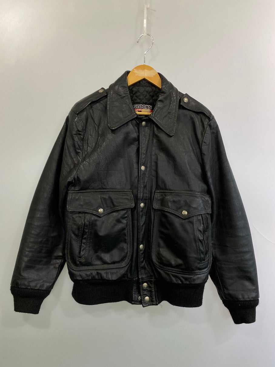 【現状渡し品】【メンズ】 BROOKS ブルックス 70's A-2 LEATHER JACKET VINTAGE 70年代 A-2 レザージャケット アウター ヴィンテージ 146-250925-kk-19-min サイズ：40 カラー：ブラック 万代Net店