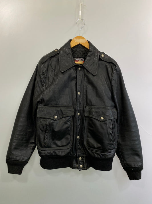 【現状渡し品】【メンズ】 BROOKS ブルックス 70's A-2 LEATHER JACKET VINTAGE 70年代 A-2 レザージャケット アウター ヴィンテージ 146-250925-kk-19-min サイズ：40 カラー：ブラック 万代Net店