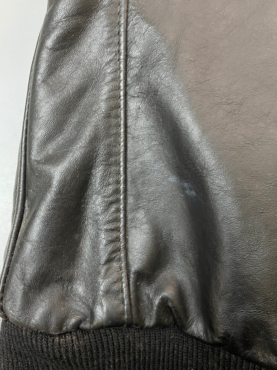 【現状渡し品】【メンズ】 BROOKS ブルックス 70's A-2 LEATHER JACKET VINTAGE 70年代 A-2 レザージャケット アウター ヴィンテージ 146-250925-kk-19-min サイズ：40 カラー：ブラック 万代Net店