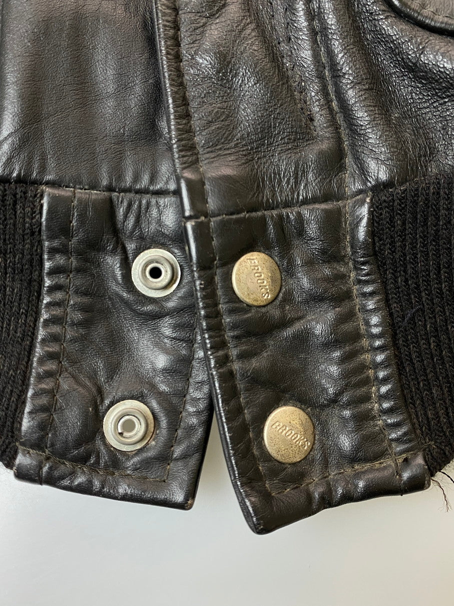 【現状渡し品】【メンズ】 BROOKS ブルックス 70's A-2 LEATHER JACKET VINTAGE 70年代 A-2 レザージャケット アウター ヴィンテージ 146-250925-kk-19-min サイズ：40 カラー：ブラック 万代Net店
