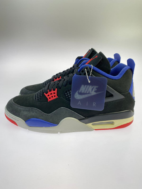 【中古美品】【メンズ】 NIKE ナイキ AIR JORDAN 4 RETRO RARE AIR FV5029-003 エア ジョーダン 4 レトロ レア エア スニーカー 靴 160-250919-kk-17-min カラー：BLACK/FIRE RED-DEEP ROYAL BLUE 万代Net店
