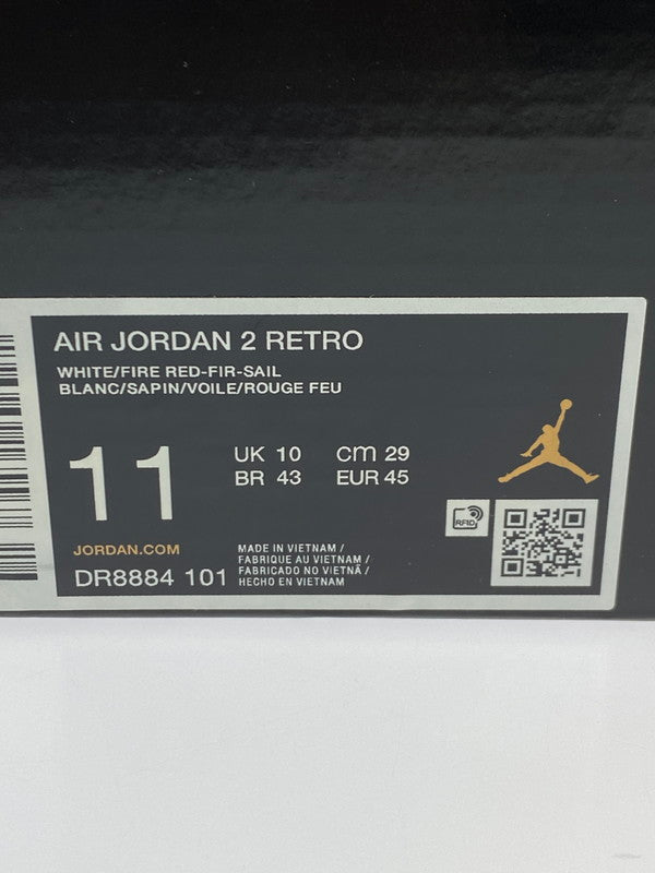 【中古美品】【メンズ】 NIKE ナイキ AIR JORDAN 2 RETRO DR8884-101 エア ジョーダン 2 レトロ スニーカー 靴 160-250919-kk-18-min カラー：WHITE/FIRE RED-FIR-SAIL 万代Net店