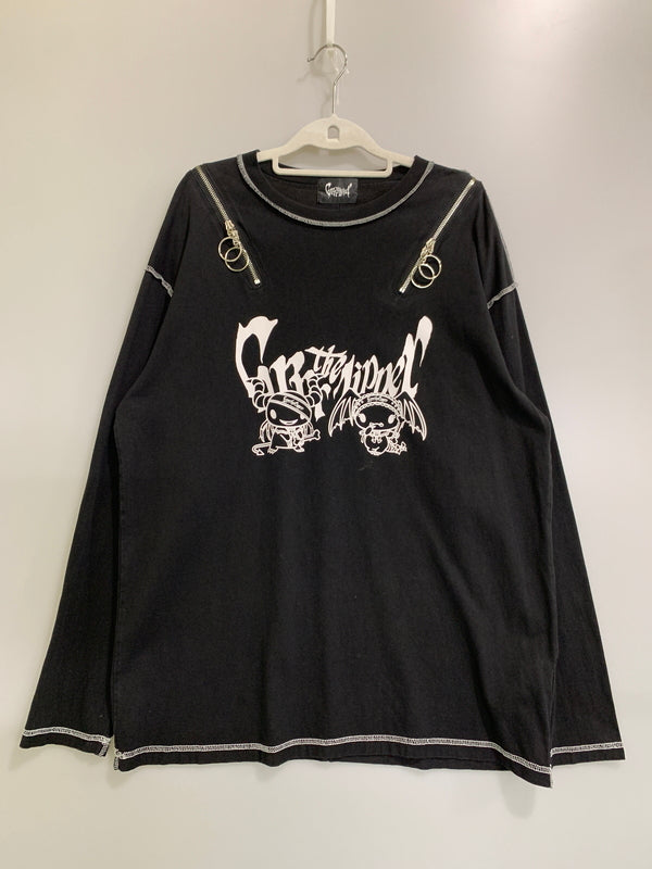 【中古品】【レディース】 GRRR THE LIPPER ガルルザリッパー × LLOROMANNIC ルロロマニック LS TEE ロングスリーブ Tシャツ 長袖 レディース トップス ベリーとチェリー 170-260710-em-24-min サイズ：F カラー：ブラック 万代Net店