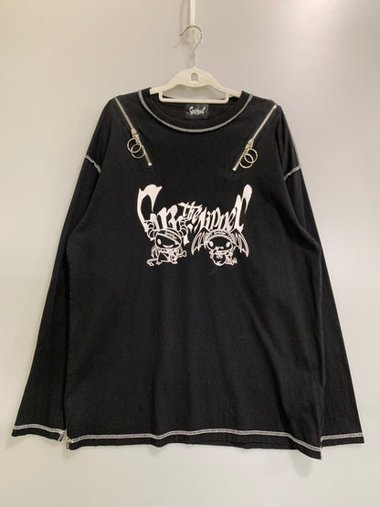 【中古品】【レディース】 GRRR THE LIPPER ガルルザリッパー × LLOROMANNIC ルロロマニック LS TEE ロングスリーブ Tシャツ 長袖 レディース トップス ベリーとチェリー 170-260710-em-24-min サイズ：F カラー：ブラック 万代Net店
