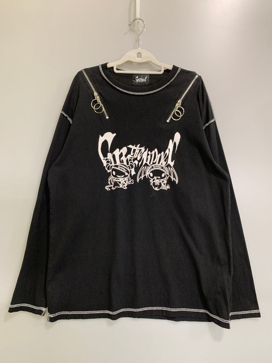 【中古品】【レディース】 GRRR THE LIPPER ガルルザリッパー × LLOROMANNIC ルロロマニック LS TEE ロングスリーブ Tシャツ 長袖 レディース トップス ベリーとチェリー 170-260710-em-24-min サイズ：F カラー：ブラック 万代Net店
