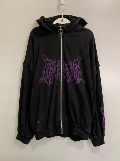 【中古品】【レディース】 REFLEM レフレム 猫耳ZIPパーカー RF24-E04 ジップ レイヤード パーカー レディース トップス 170-260710-em-50-min サイズ：FREE カラー：ブラック 万代Net店