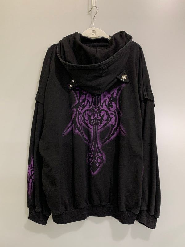 【中古品】【レディース】 REFLEM レフレム 猫耳ZIPパーカー RF24-E04 ジップ レイヤード パーカー レディース トップス 170-260710-em-50-min サイズ：FREE カラー：ブラック 万代Net店