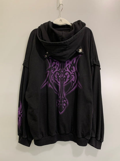 【中古品】【レディース】 REFLEM レフレム 猫耳ZIPパーカー RF24-E04 ジップ レイヤード パーカー レディース トップス 170-260710-em-50-min サイズ：FREE カラー：ブラック 万代Net店
