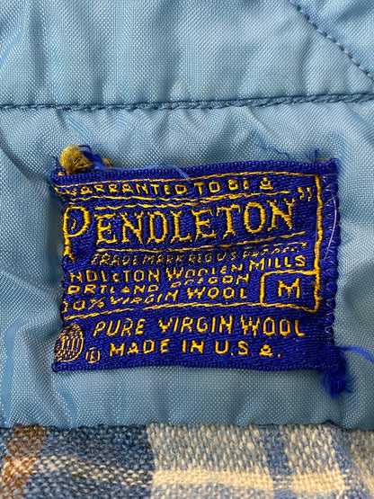 【現状渡し品】【メンズ】 PENDLETON ペンドルトン 70S プルオーバー チェック シャツ 70年代 ハーフボタン メンズ トップス 146-250922-em-35-min サイズ：M カラー：ブルー系（チェック柄） 万代Net店