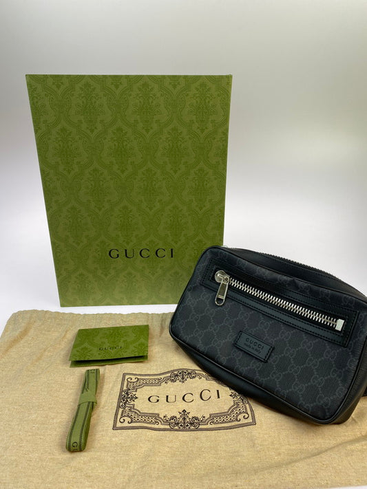【中古品】【メンズ/レディース】 GUCCI グッチ 474293 GGスプリーム ウエストバッグ 180-250927-ks-09-min カラー：ブラック/グレー系 万代Net店