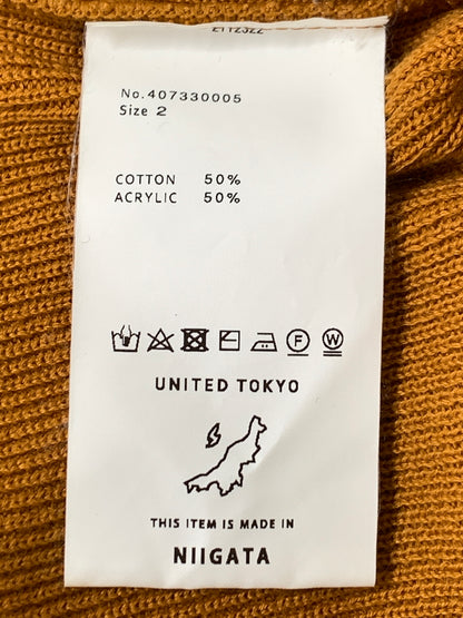 【中古品】【メンズ】 UNITED TOKYO ユナイテッドトウキョウ 畦タートルネック 407330005 メンズ トップス ニット セーター 薄手 140-260731-em-51-min サイズ：2 カラー：オレンジ系 万代Net店