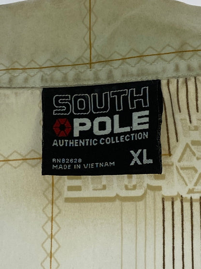 【中古品】【メンズ】 SOUTH POLE サウスポール S/S DESIGN SHIRT半袖 デザイン シャツ トップス 146-251224-jt-19-min サイズ：XL カラー：ホワイト 万代Net店