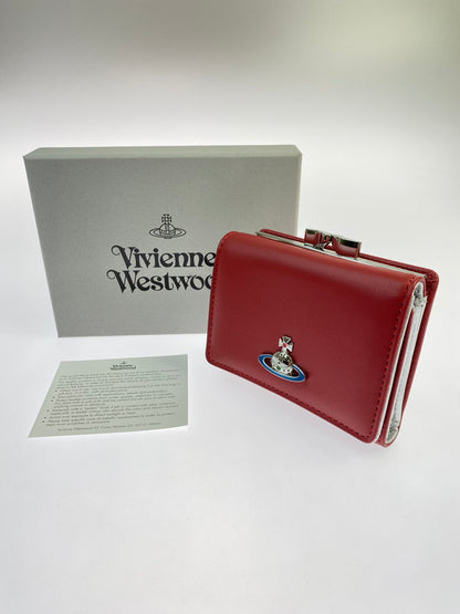 【LIFTる。景品】【中古美品】【メンズ/レディース】 Vivienne Westwood ヴィヴィアンウエストウッド NAPPA SMALL FRAME WALLET 三つ折り財布 200-250927-ks-13-min カラー：レッド系 万代Net店