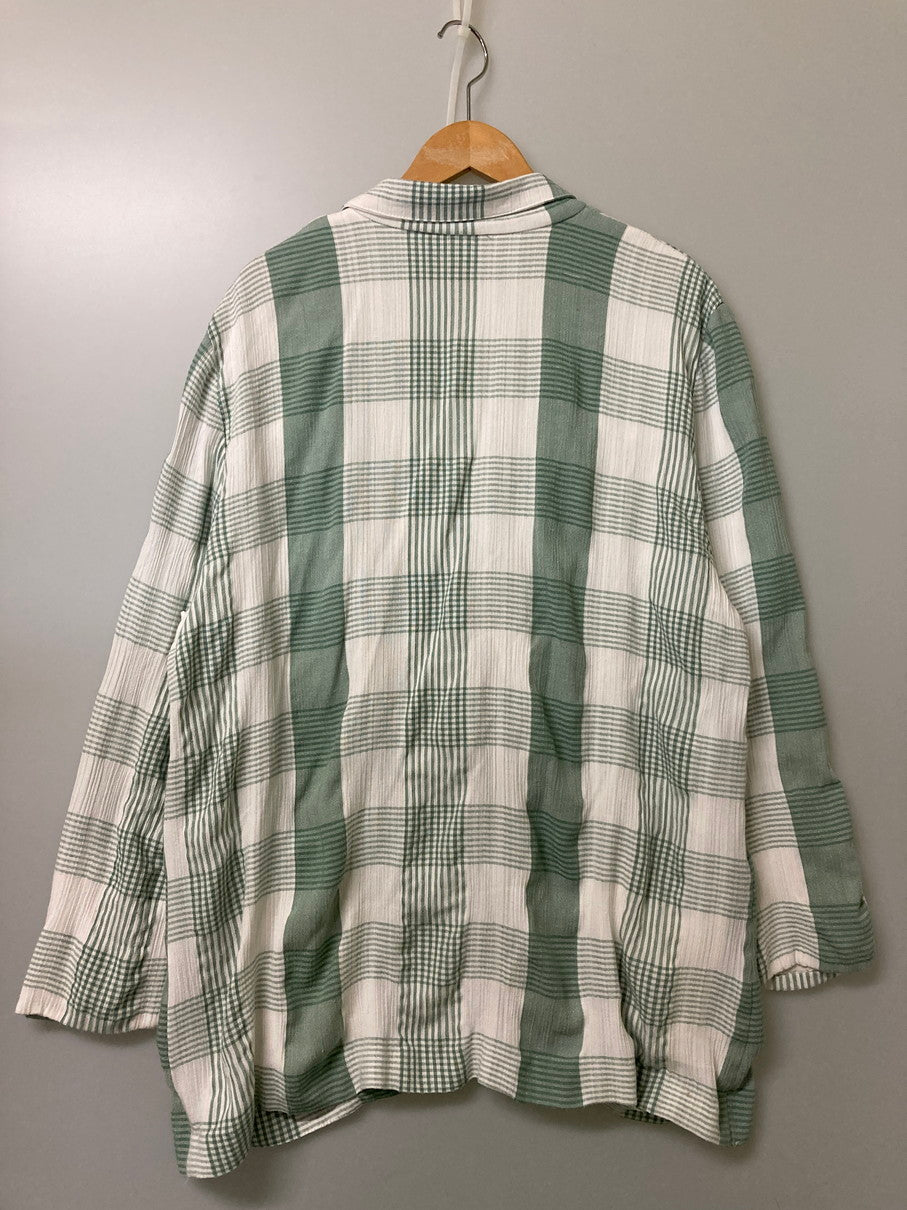 【現状渡し品】【メンズ】 TONI GARMENTS FOR CC MAGIC USA製 LS チェックコットンジャケット 146-251012-ks-06-min サイズ：1X カラー：ホワイト/ライトグリーン 万代Net店
