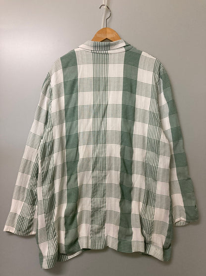 【現状渡し品】【メンズ】 TONI GARMENTS FOR CC MAGIC USA製 LS チェックコットンジャケット 146-251012-ks-06-min サイズ：1X カラー：ホワイト/ライトグリーン 万代Net店