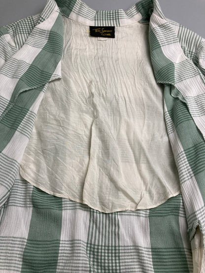 【現状渡し品】【メンズ】 TONI GARMENTS FOR CC MAGIC USA製 LS チェックコットンジャケット 146-251012-ks-06-min サイズ：1X カラー：ホワイト/ライトグリーン 万代Net店