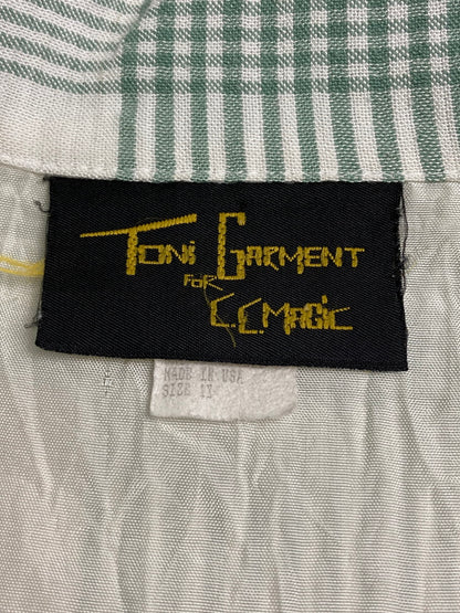 【現状渡し品】【メンズ】 TONI GARMENTS FOR CC MAGIC USA製 LS チェックコットンジャケット 146-251012-ks-06-min サイズ：1X カラー：ホワイト/ライトグリーン 万代Net店