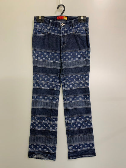 【中古品】【メンズ】 BA-TSU バツ ボーダーストライプパッチワークデニムパンツ 157-251112-ks-29-min サイズ：M カラー：インディゴ 万代Net店