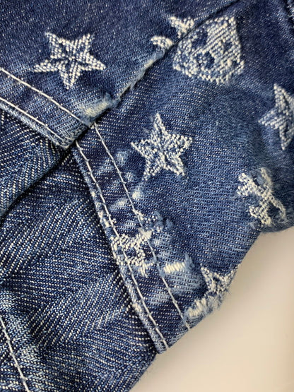 【中古品】【メンズ】 BA-TSU バツ ボーダーストライプパッチワークデニムパンツ 157-251112-ks-29-min サイズ：M カラー：インディゴ 万代Net店