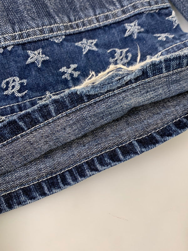 【中古品】【メンズ】 BA-TSU バツ ボーダーストライプパッチワークデニムパンツ 157-251112-ks-29-min サイズ：M カラー：インディゴ 万代Net店