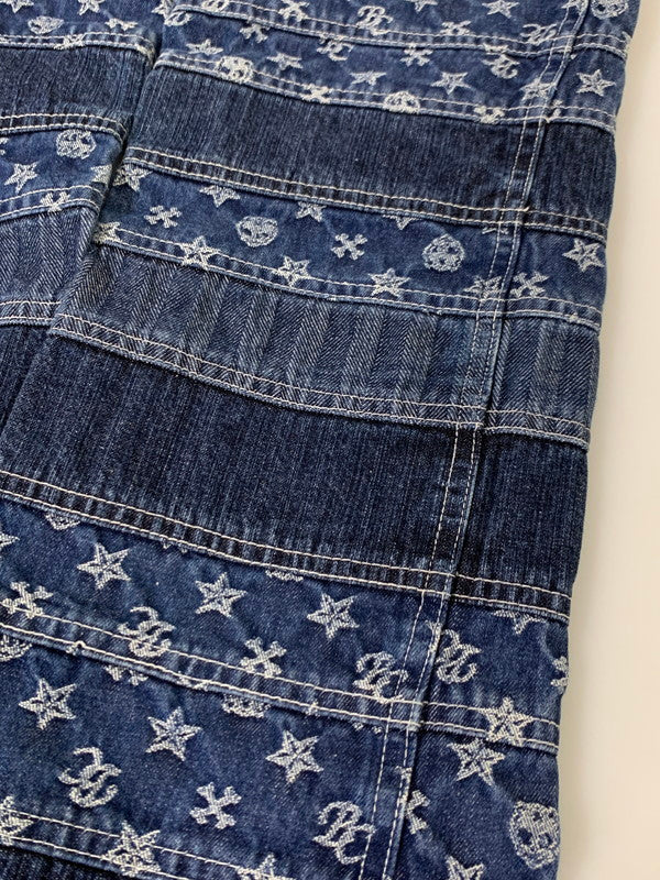 【中古品】【メンズ】 BA-TSU バツ ボーダーストライプパッチワークデニムパンツ 157-251112-ks-29-min サイズ：M カラー：インディゴ 万代Net店