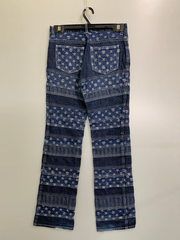 【中古品】【メンズ】 BA-TSU バツ ボーダーストライプパッチワークデニムパンツ 157-251112-ks-29-min サイズ：M カラー：インディゴ 万代Net店