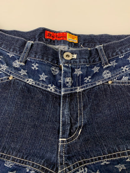 【中古品】【メンズ】 BA-TSU バツ ボーダーストライプパッチワークデニムパンツ 157-251112-ks-29-min サイズ：M カラー：インディゴ 万代Net店