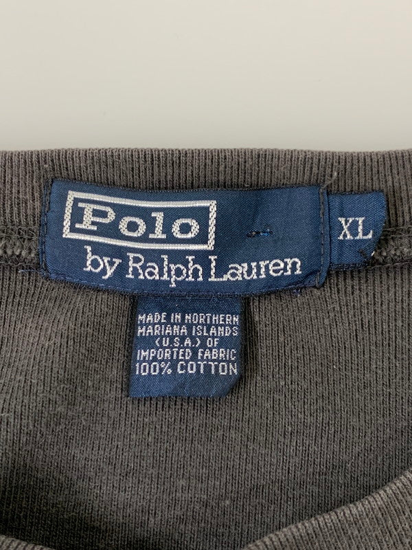 【中古品】【メンズ】 Polo by Ralph Lauren ポロバイラルフローレン 90's HENRY NECK L/S TEE 90年代 ヘンリーネック ロングスリーブ Tシャツ 長袖 トップス 146-251106-kk-41-min サイズ：XL カラー：チャコール 万代Net店