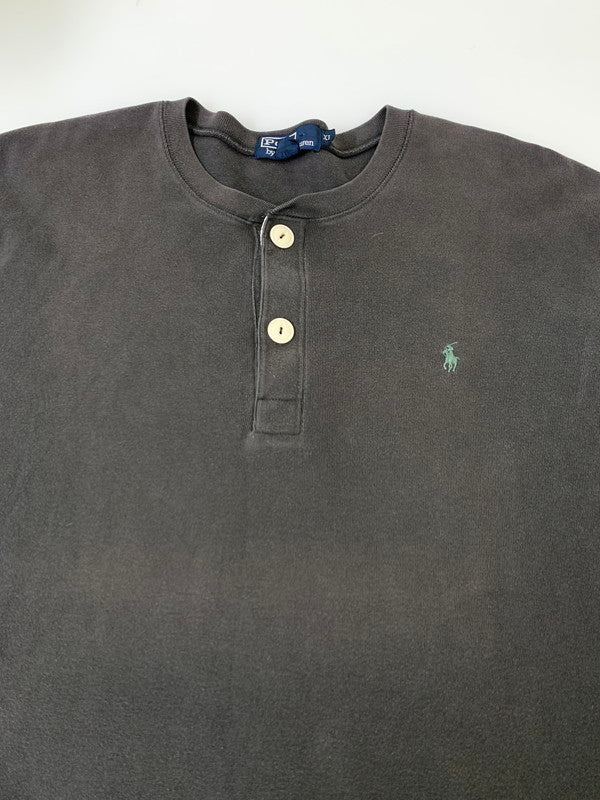 【中古品】【メンズ】 Polo by Ralph Lauren ポロバイラルフローレン 90's HENRY NECK L/S TEE 90年代 ヘンリーネック ロングスリーブ Tシャツ 長袖 トップス 146-251106-kk-41-min サイズ：XL カラー：チャコール 万代Net店